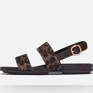 FitFlop Gracie Leopard Suede Back-Strap Sandals 6.5
